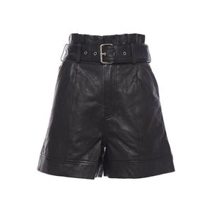 Leather Shorts Belted A line Style - TheBougees