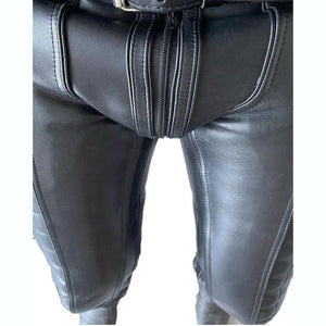 Mens Leather Pant - Genuine Sheep Leather Party Pants -Hand Made Quilted Design with Zipper Front to Back - TheBougees