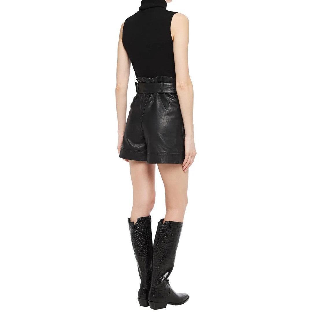 Leather Shorts Belted A line Style - TheBougees