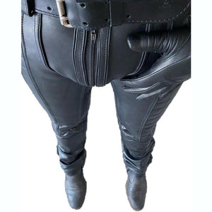 Mens Leather Pant - Genuine Sheep Leather Party Pants -Hand Made Quilted Design with Zipper Front to Back - TheBougees
