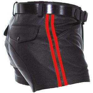 502 Leather Shorts With Stripes - TheBougees