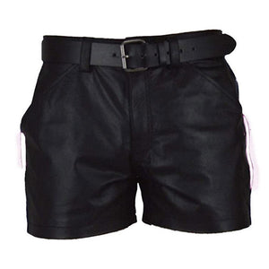 502 Leather Shorts With Stripes - TheBougees