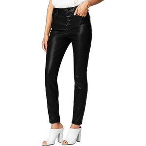 Leather Trouser For Women With Full Button Closer - TheBougees