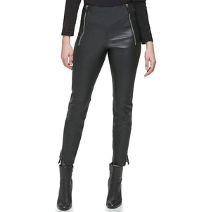 Leather Trousers Women With Two Side Zip Closers - TheBougees