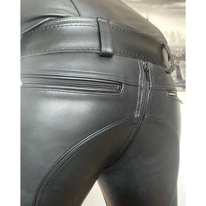 Mens Leather Pant - Genuine Sheep Leather Party Pants -Hand Made Quilted Design with Zipper Front to Back - TheBougees