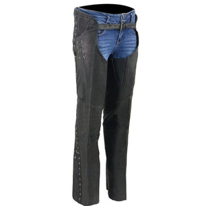 Black Premium Leather Chaps with Side Zipper - TheBougees