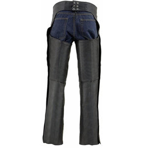 Black Premium Leather Chaps with Zipper Pocket - TheBougees