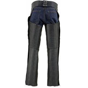 Black Premium Leather Chaps with Zipper Pocket - TheBougees