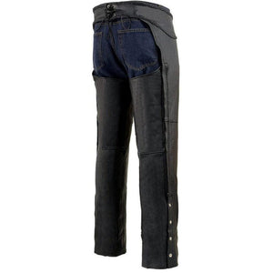 Black Premium Leather Chaps with Coin Pocket - TheBougees