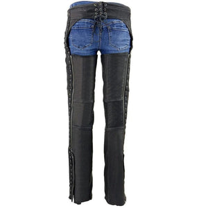 Black Premium Leather Chaps with Side Zipper - TheBougees