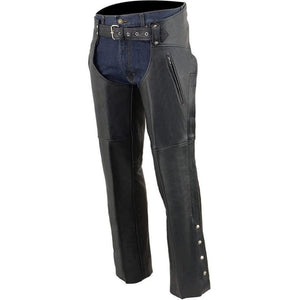 Black Premium Leather Chaps with Zipper Pocket - TheBougees