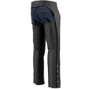 Black Premium Leather Chaps with Zipper Pocket - TheBougees