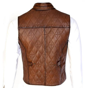 Stylish Leather Vest In Brown Color For Men's - TheBougees