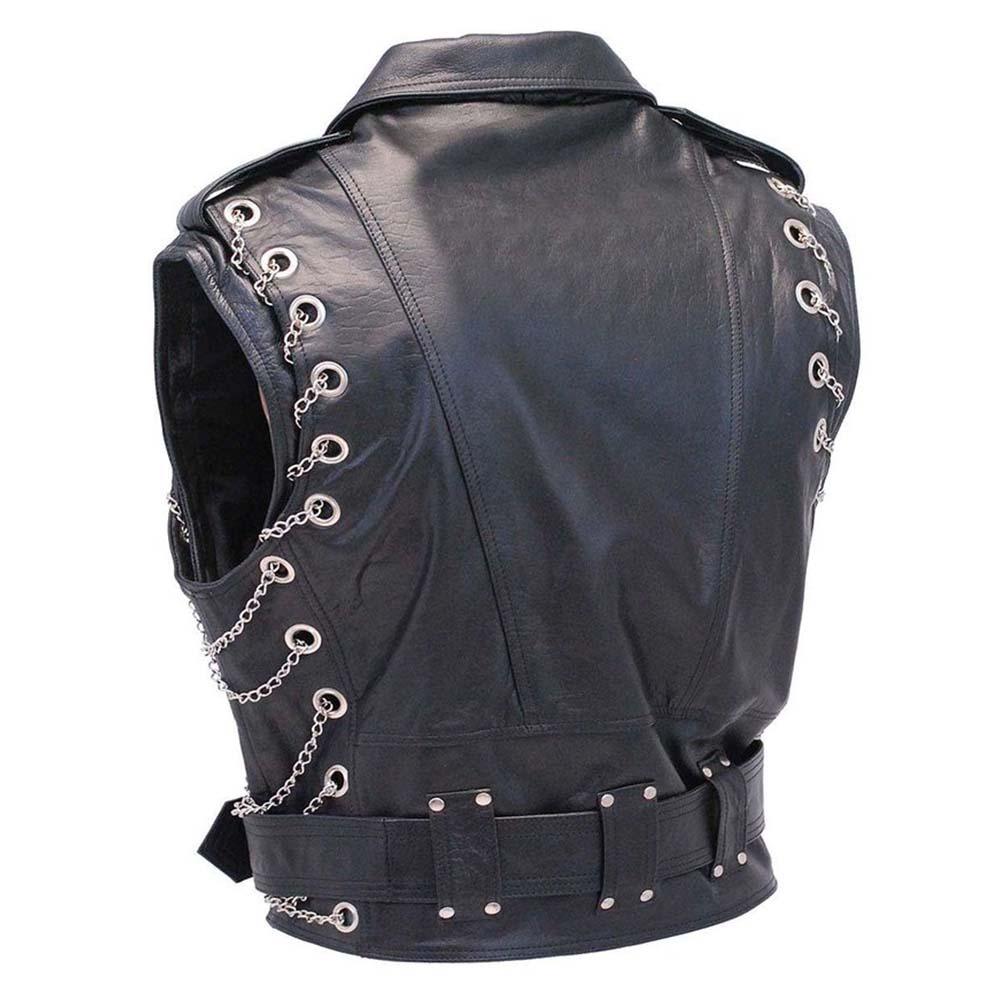 Chromed-out Leather Motorcycle Vest - TheBougees