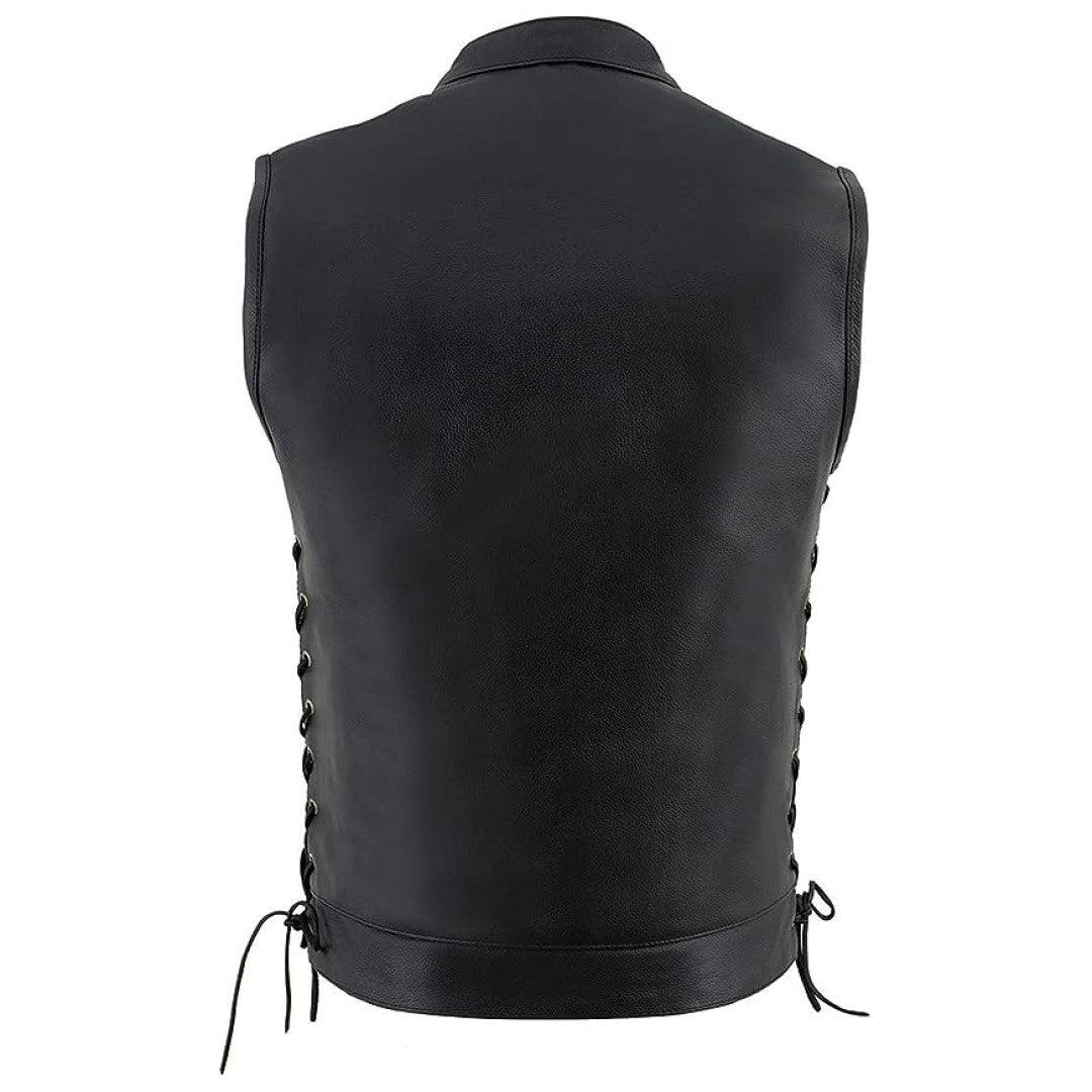Classical Leather Vest For Men's With Side Lace Design - TheBougees