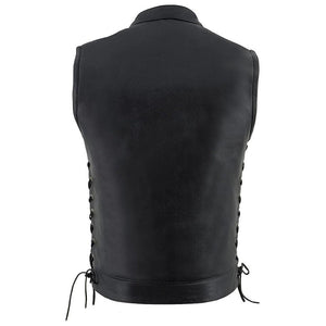 Classical Leather Vest For Men's With Side Lace Design - TheBougees