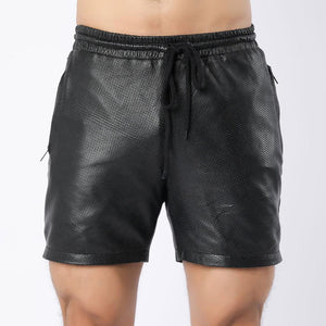 Perforated Leather Shorts For Men - Dotted Leather Shorts - TheBougees