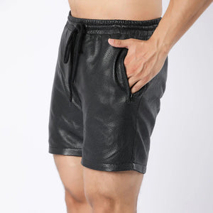 Perforated Leather Shorts For Men - Dotted Leather Shorts - TheBougees