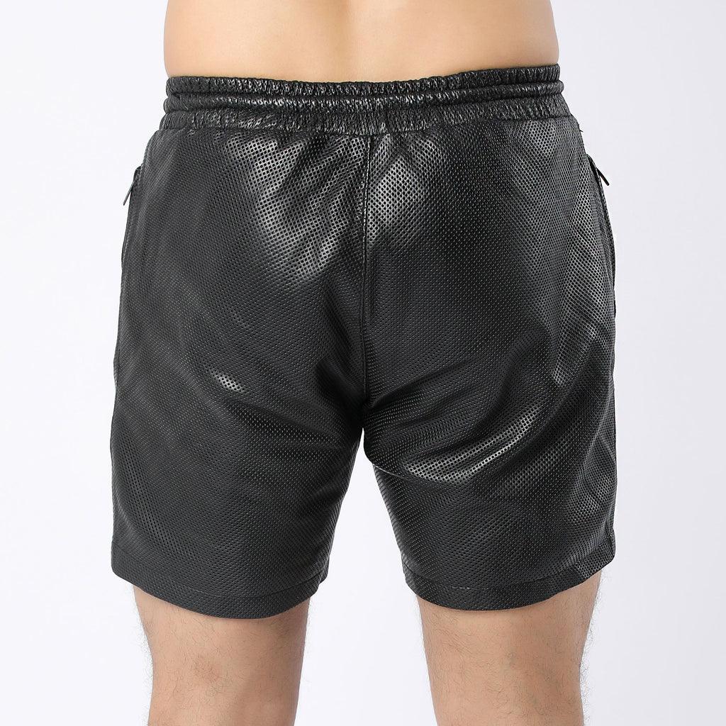 Perforated Leather Shorts For Men - Dotted Leather Shorts - TheBougees
