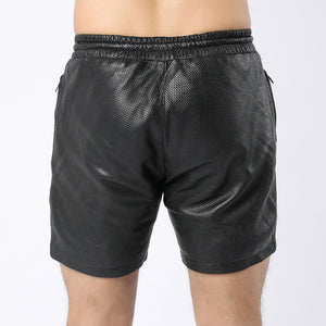 Perforated Leather Shorts For Men - Dotted Leather Shorts - TheBougees