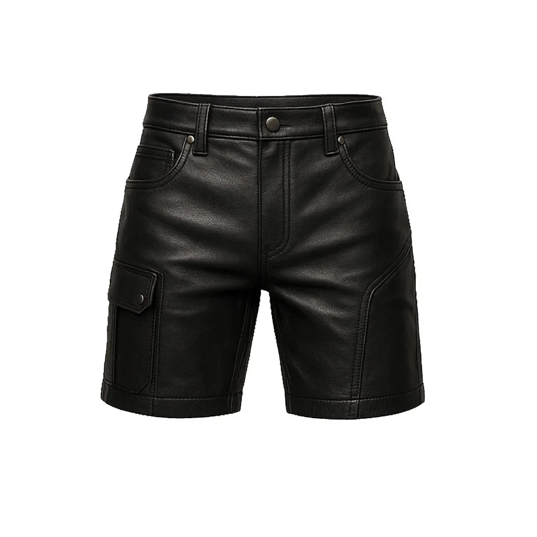 Men Leather Shorts Sleek Design - TheBougees - TheBougees