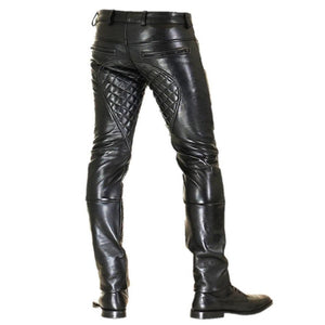 Lambskin Leather Quilted Pants with Zipper - Biker Trouser - TheBougees