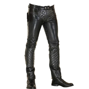 Lambskin Leather Quilted Pants with Zipper - Biker Trouser - TheBougees