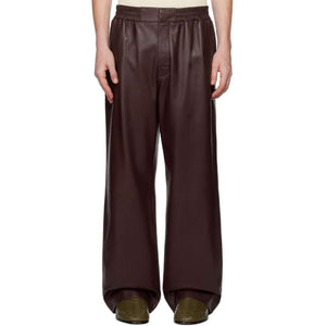 Brown Leather Pants For Men In Baggy Style - TheBougees