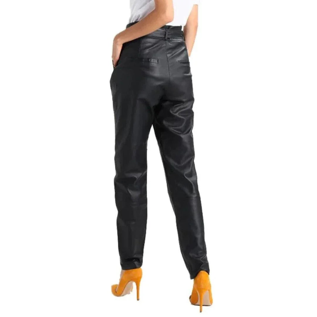 Buckle Closer Stylish Leather Pants For Women - TheBougees