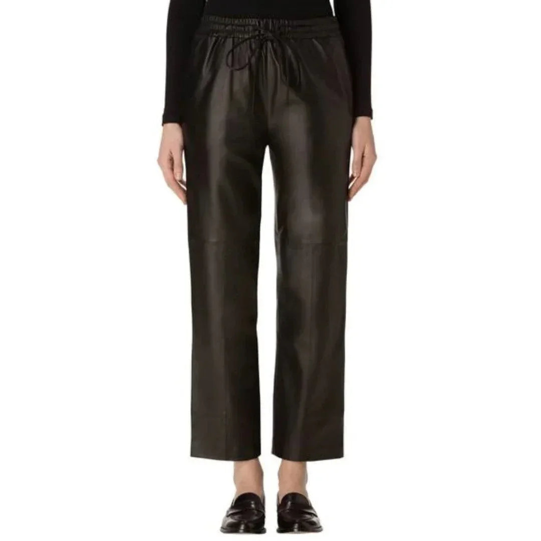 Stylish Leather Pants For Women With Hoop And Loop Closer - TheBougees