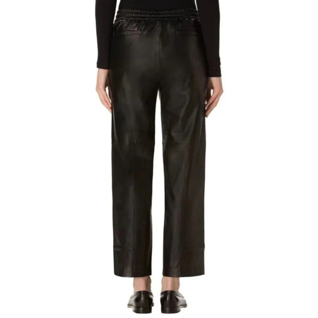 Stylish Leather Pants For Women With Hoop And Loop Closer - TheBougees