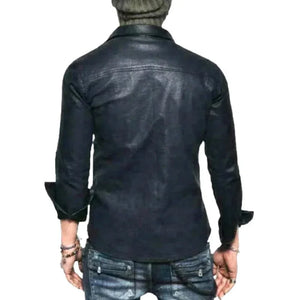 Stylish Leather Shirts For Men With Two Front Pockets - TheBougees