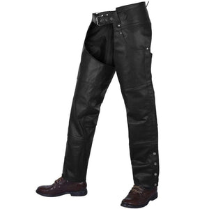 Black Premium Leather Chaps with Side Zipper - TheBougees