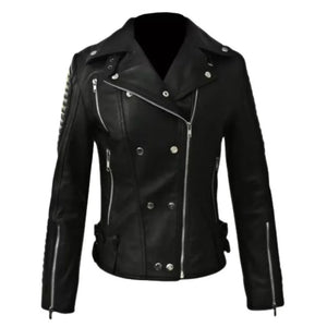 Stylish And Classy Biker Leather Jacket For Women - TheBougees