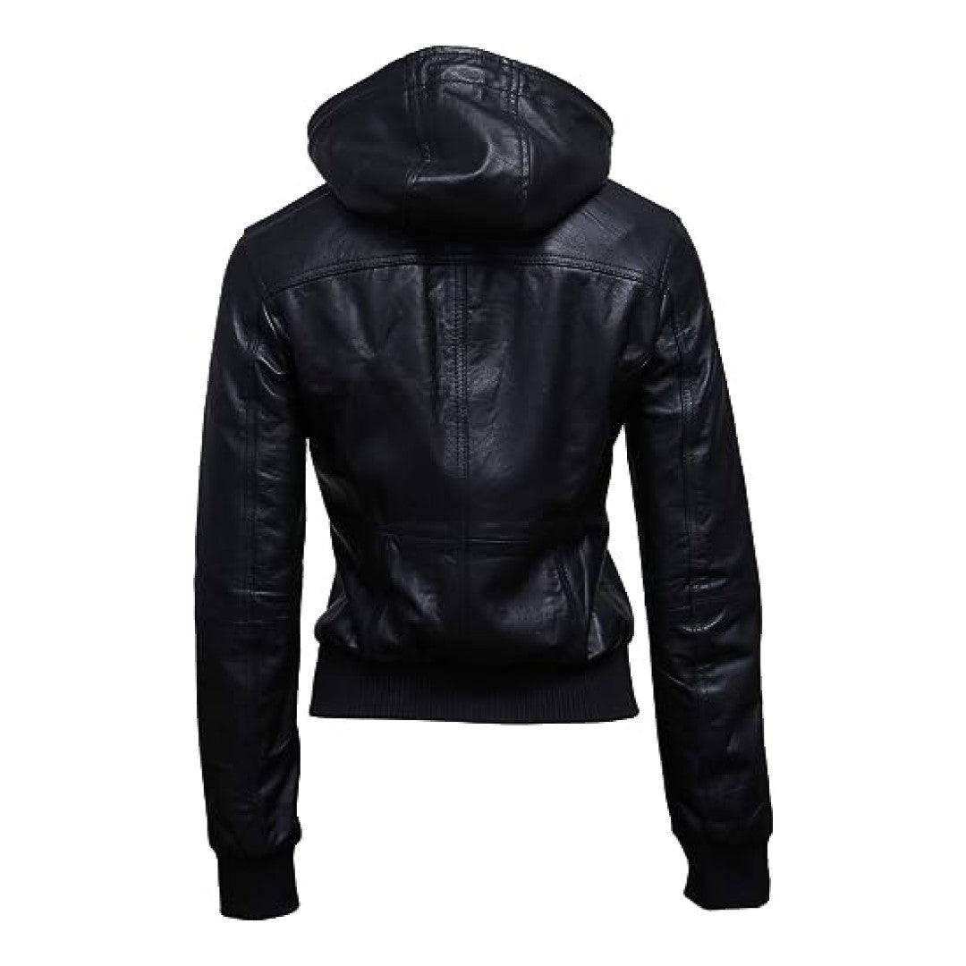 Leather Jacket Women With Hooded Style - TheBougees