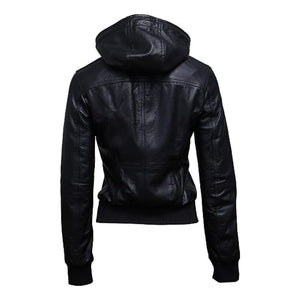 Leather Jacket Women With Hooded Style - TheBougees