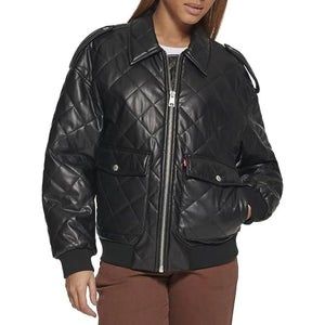 Quilted Style Leather Jacket For Women With Full Zip Closer - TheBougees