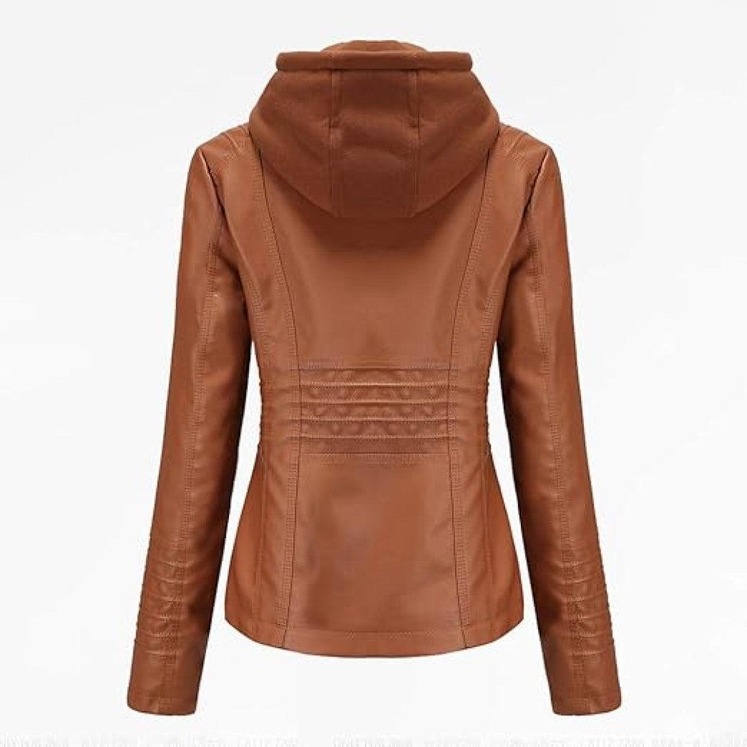 Classy Leather Hooded Women Jacket - TheBougees
