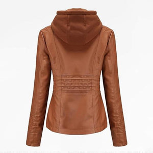 Classy Leather Hooded Women Jacket - TheBougees