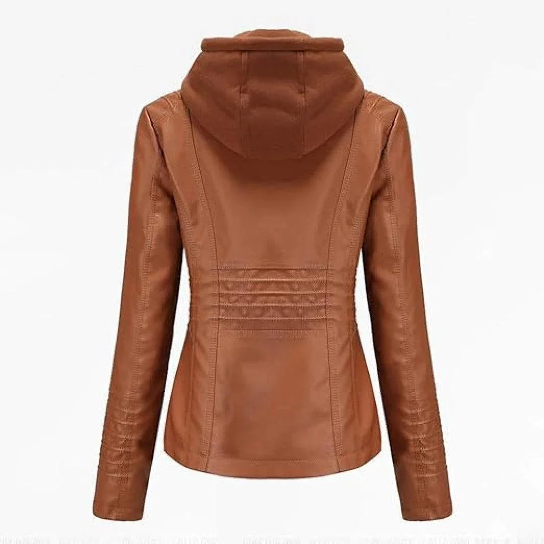 Classy Leather Hooded Women Jacket - TheBougees