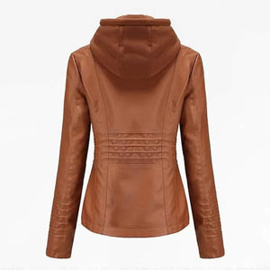 Classy Leather Hooded Women Jacket - TheBougees