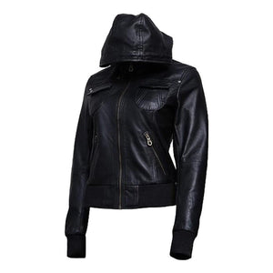 Leather Jacket Women With Hooded Style - TheBougees