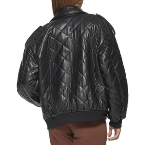 Quilted Style Leather Jacket For Women With Full Zip Closer - TheBougees