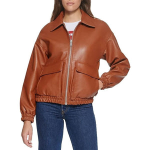 Leather Jacket For Women Bomber Jacket in Brown - TheBougees