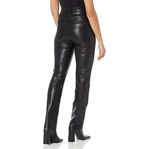 Unique Design Leather Pants With Double Belt Style - TheBougees