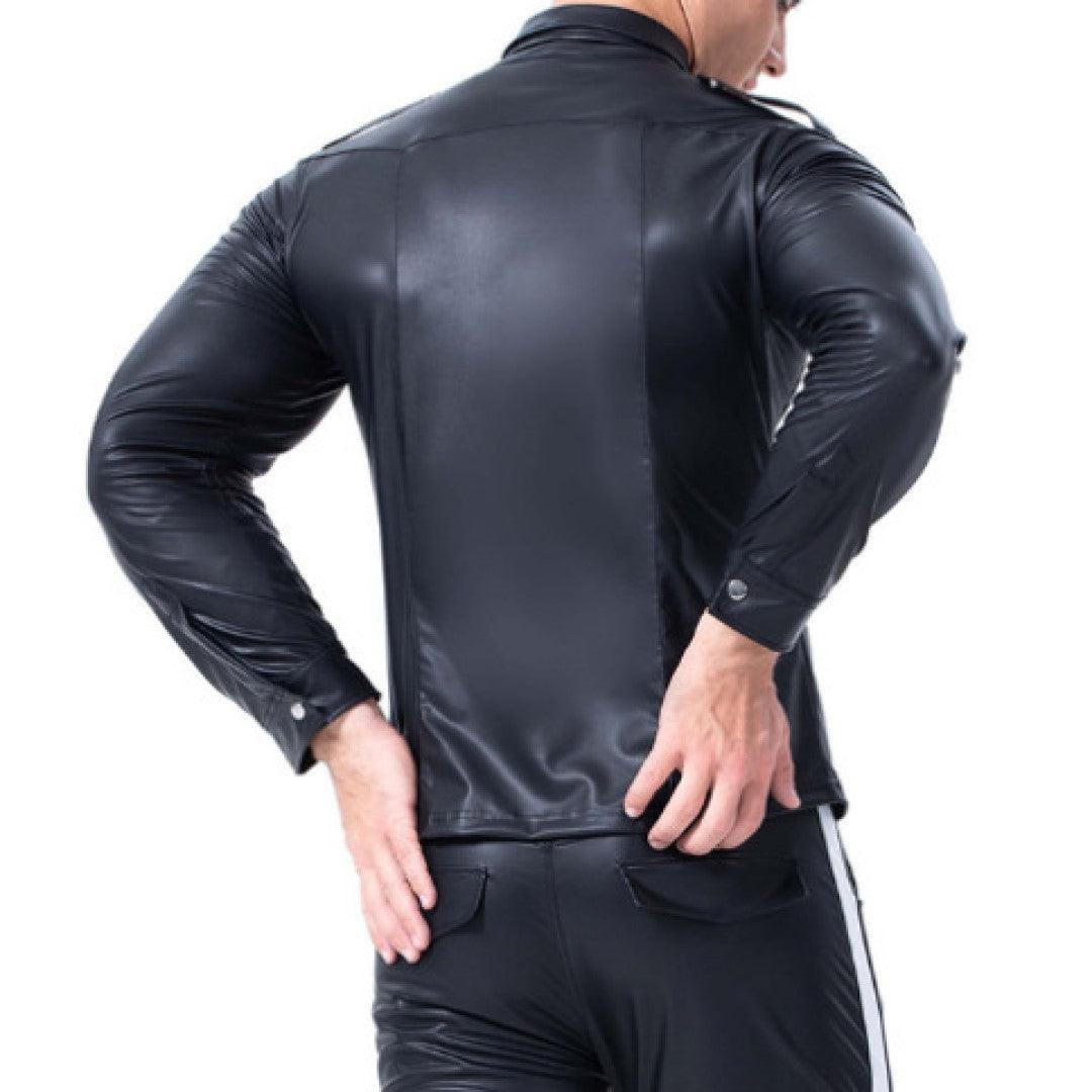 Biker Style Men's Leather Shirt With Classy Design - TheBougees