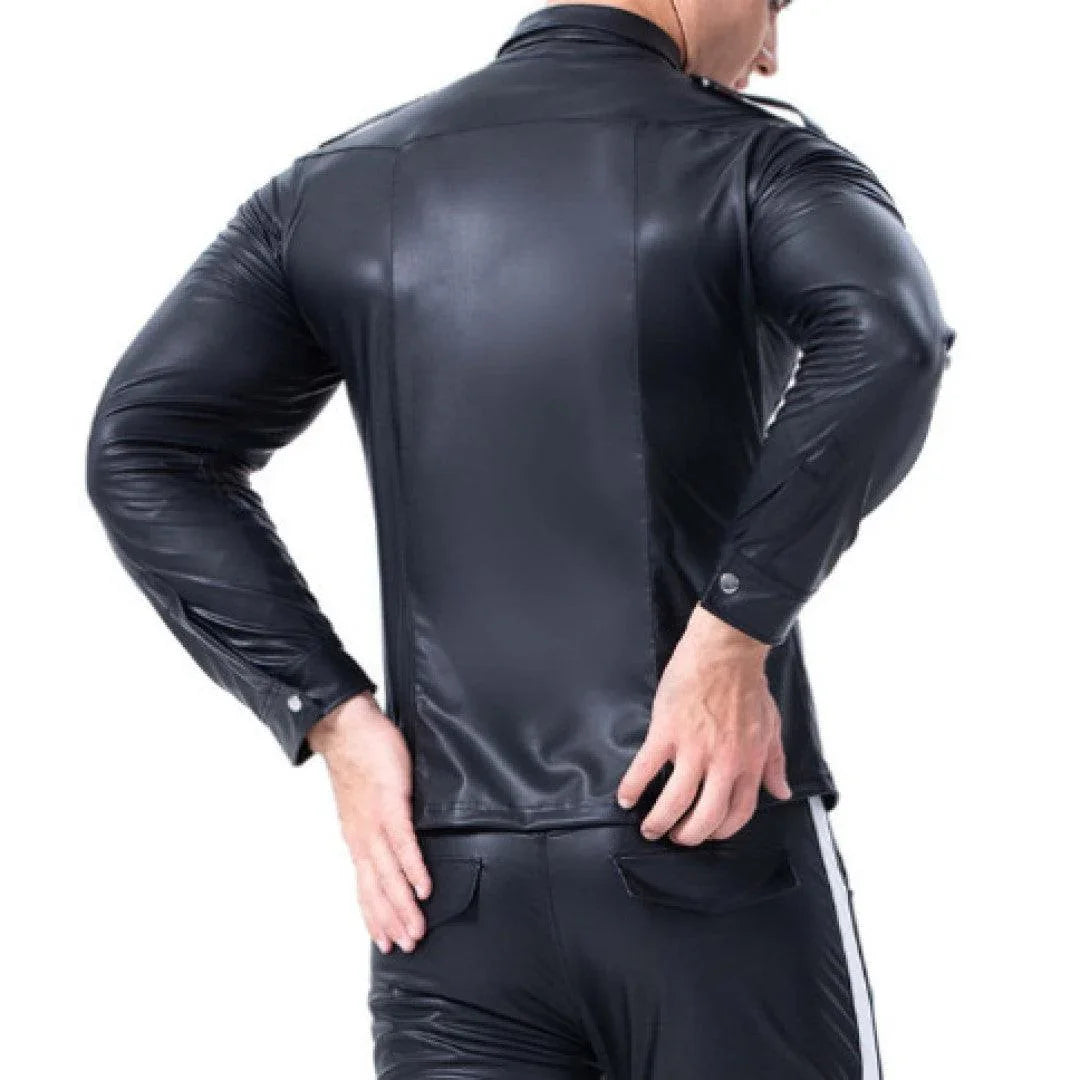 Biker Style Men's Leather Shirt With Classy Design - TheBougees