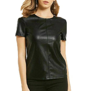 Stylish Leather Shirts For Women With Shoulder Zip Closer - TheBougees