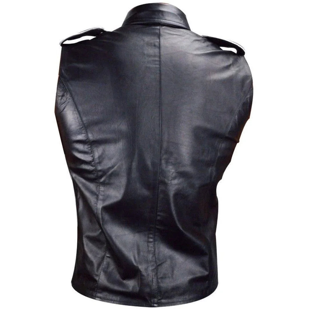 Sleeveless Leather Shirt For Men With Unique Design - TheBougees