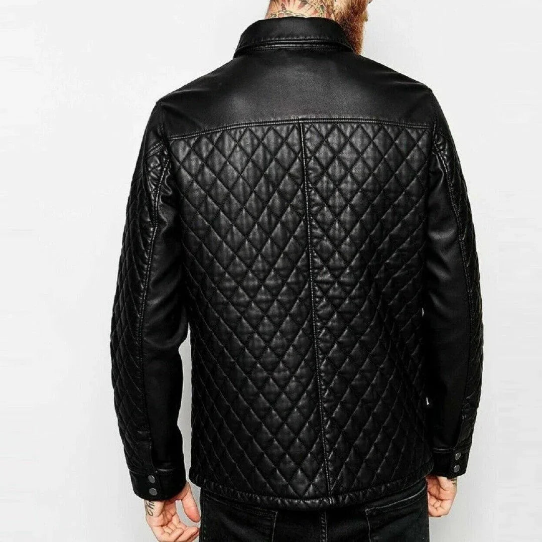 Men Leather Shirts In Quilted Design - TheBougees